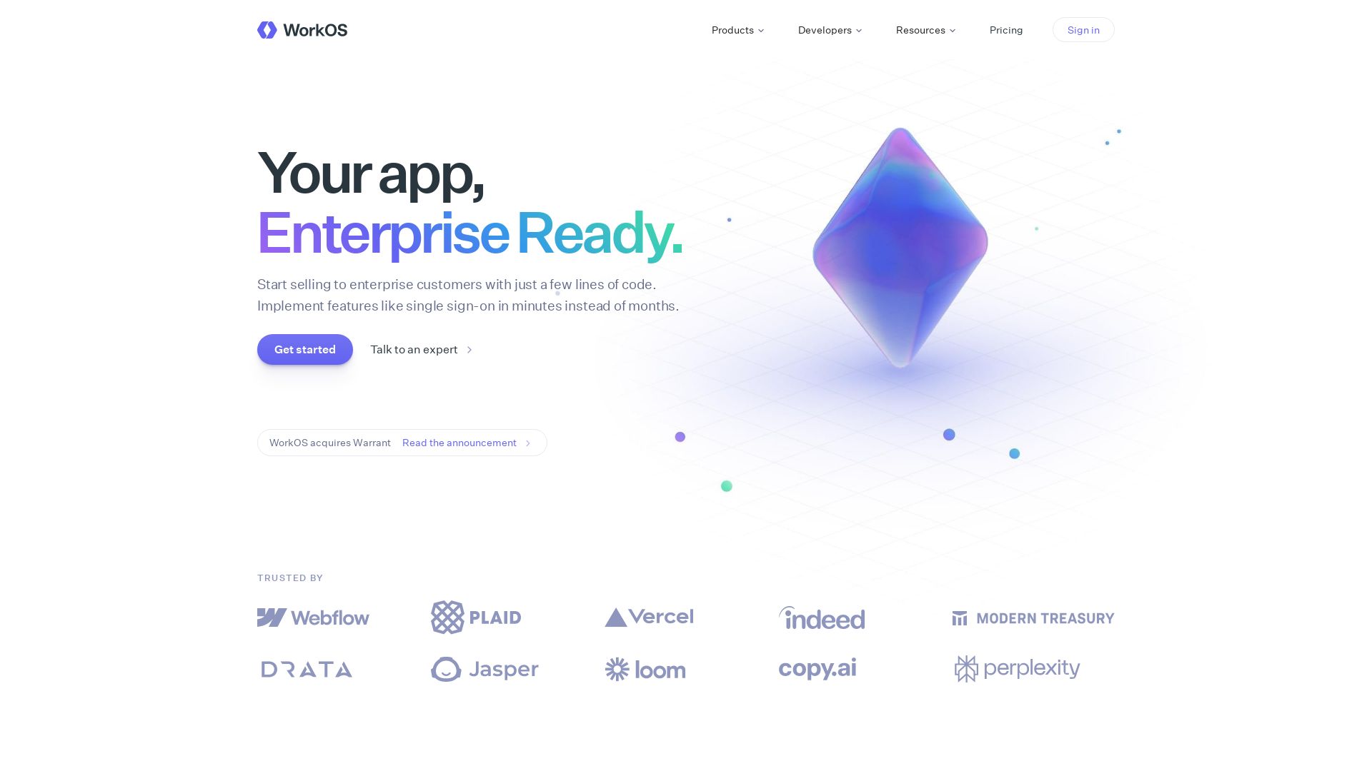 WorkOS — Votre application, prête pour l'entreprise.