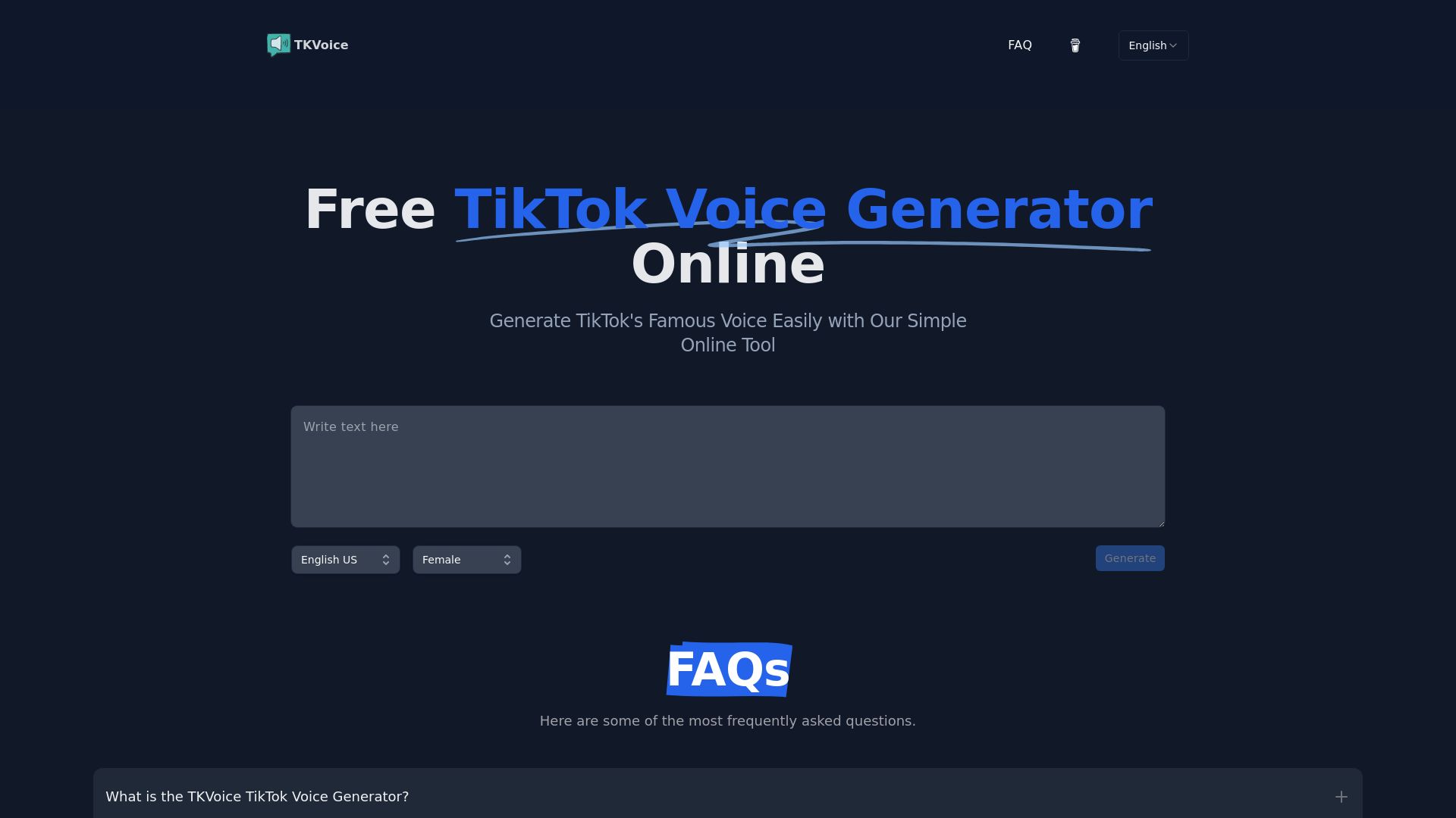 Free TikTok Voice Generator: Online Text to Voice Tool | TKVoice