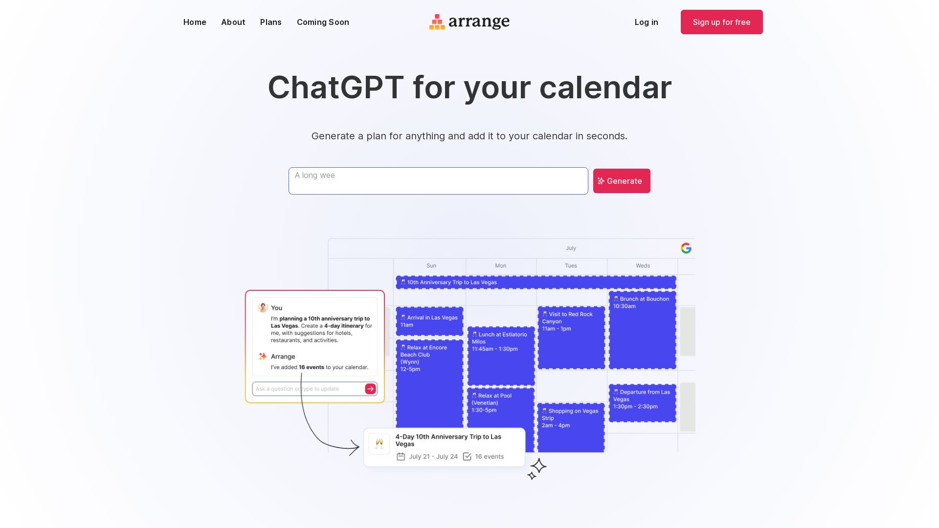 Arrange | ChatGPT for your calendar