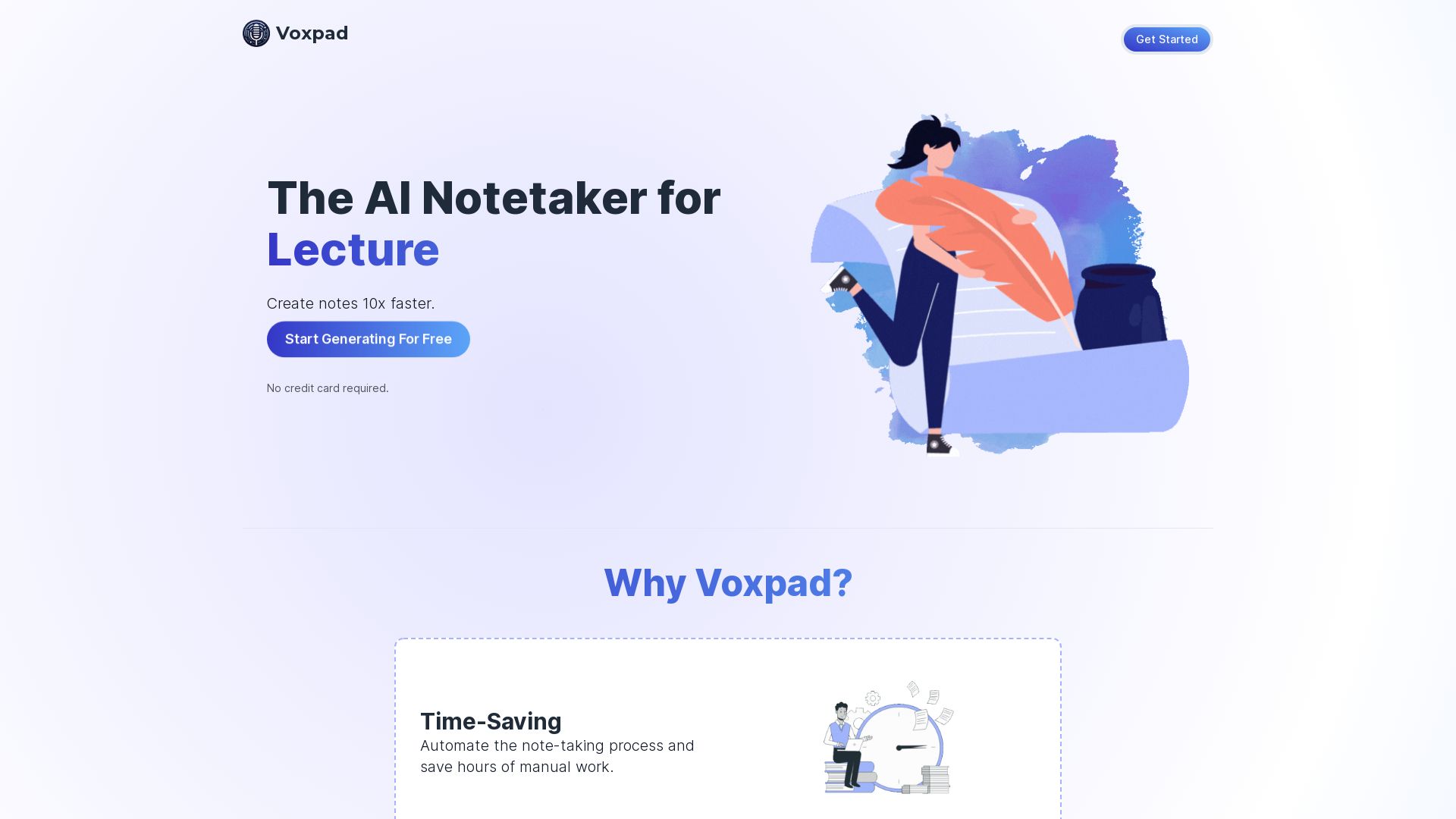 Voxpad - AI Notetaker for Converting Video and Audio into Detailed, Customizable Notes. Lecture Notes, Meeting Notes, and more!
