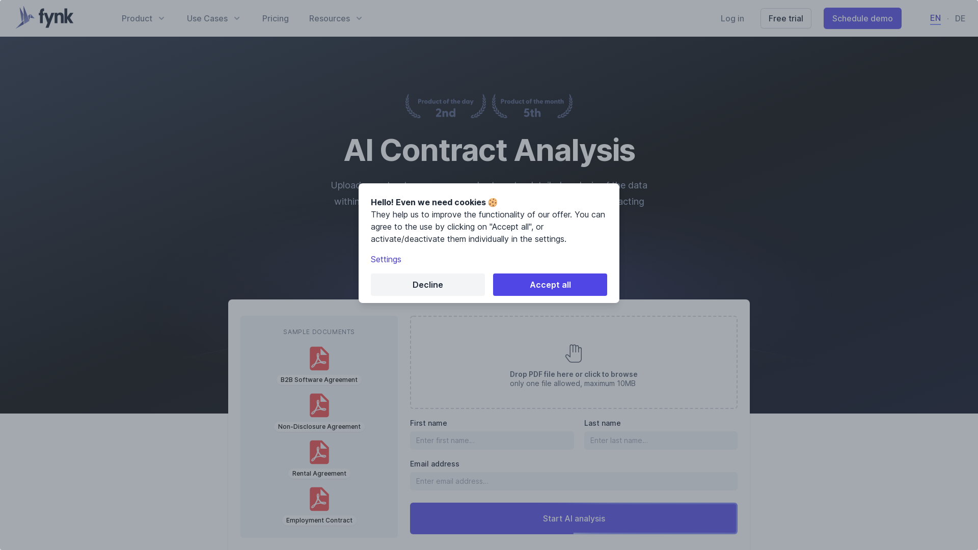 AI-powered contract analysis - 合約管理 | fynk