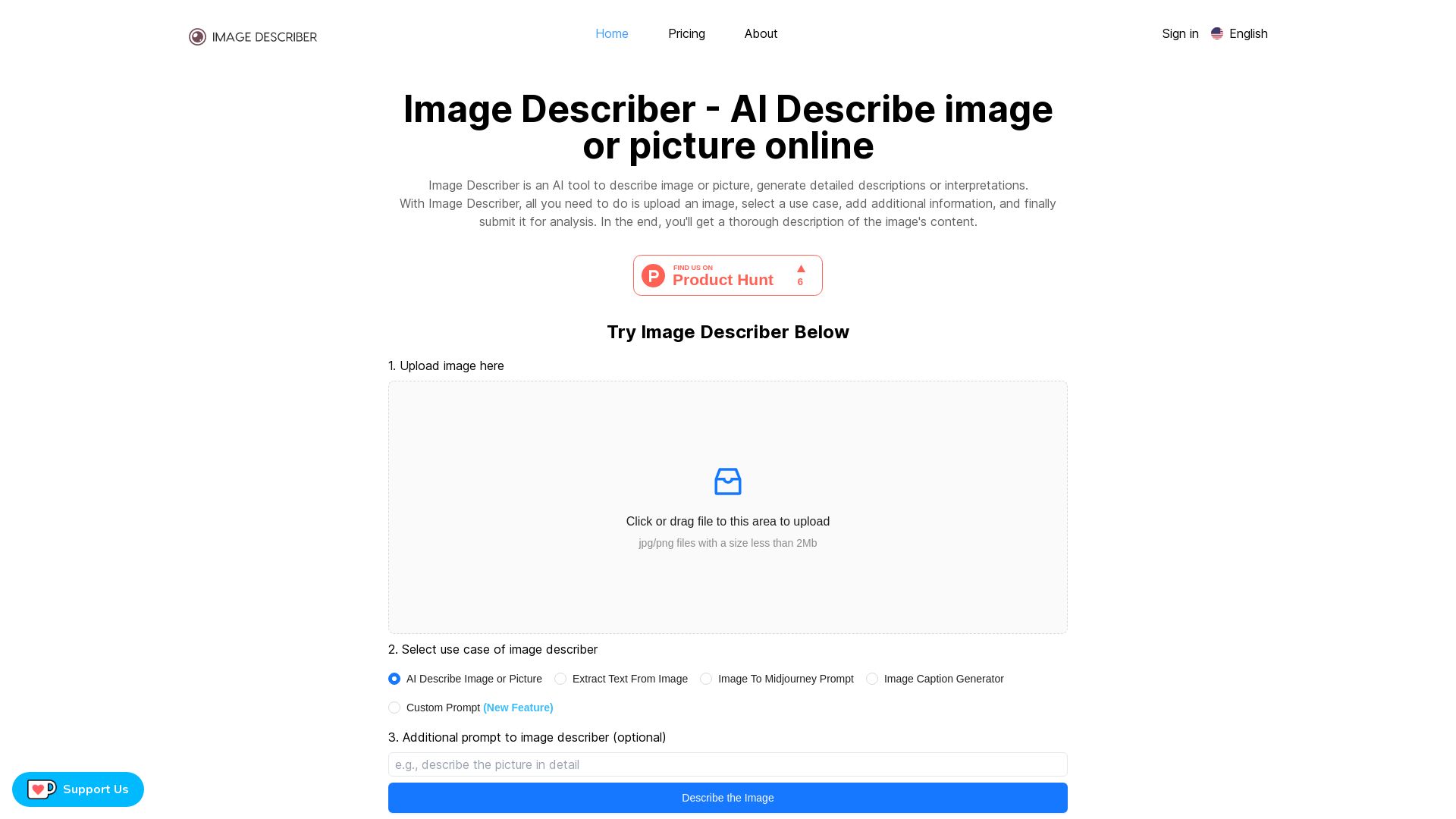 Image Describer - AI Describe image or picture online
