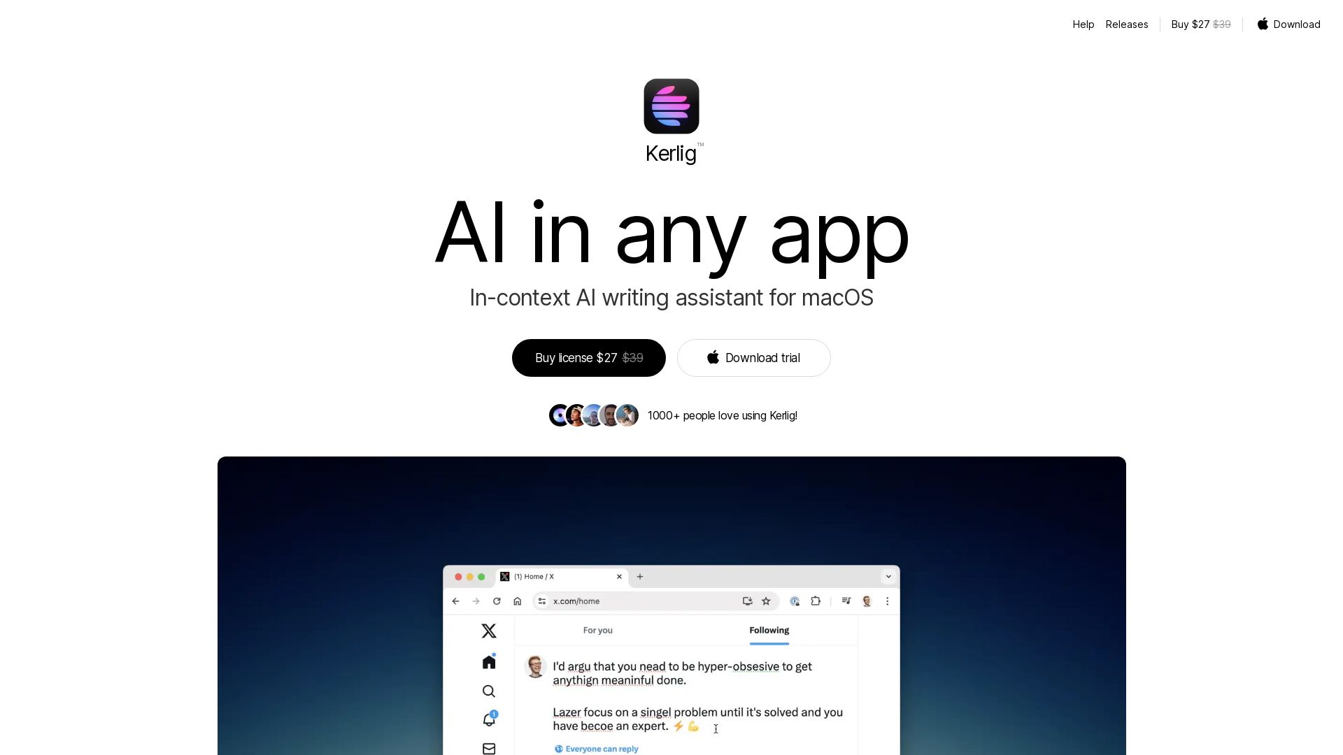 Kerlig™ - In-context AI writing assistant for macOS