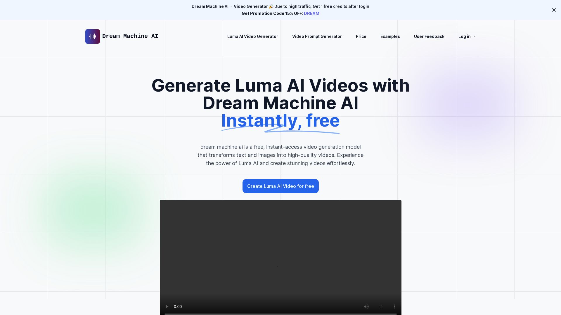 Kostenloser Luma AI Video-Generator von Dream Machine AI