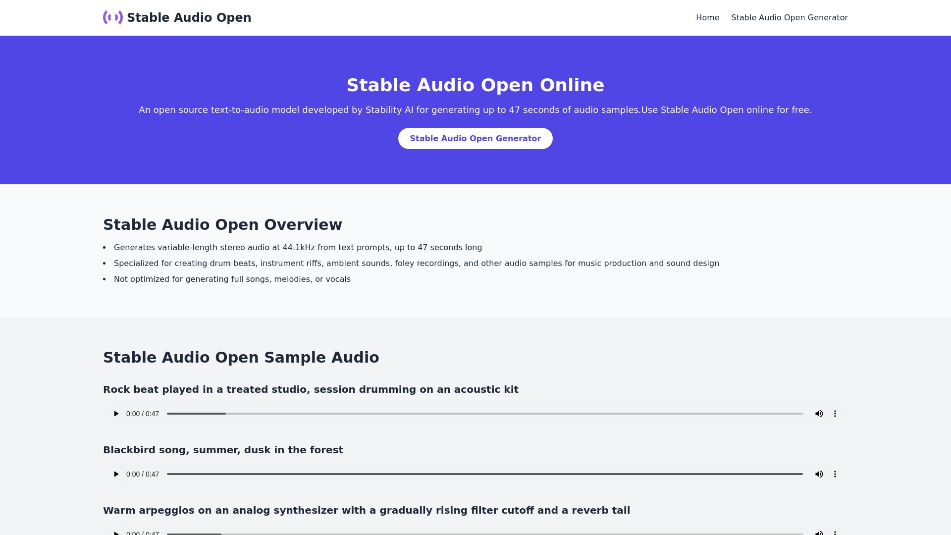 Stable Audio Open Online