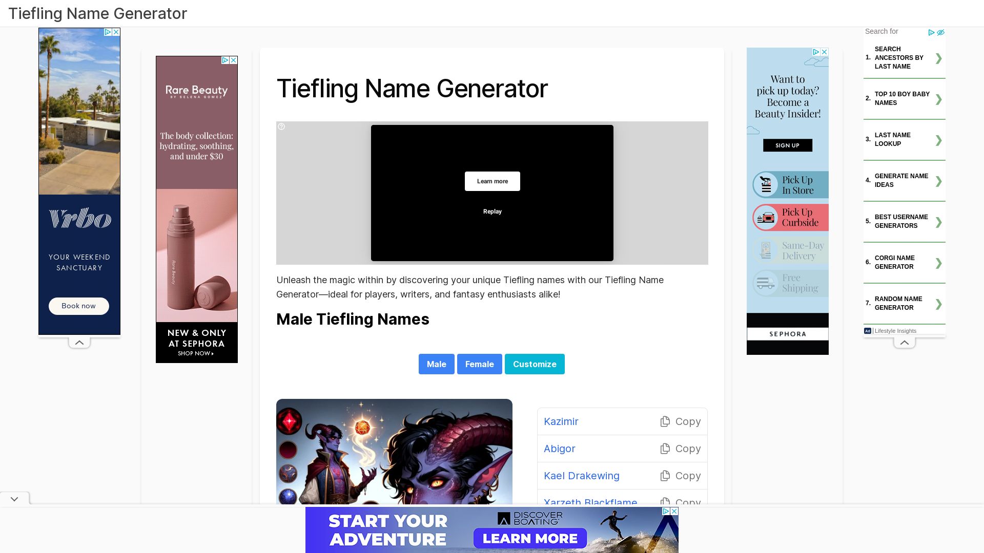 Tiefling Name Generator - Tiefling Names for DnD(Dungeons & Dragons) | Tiefling Name Generator