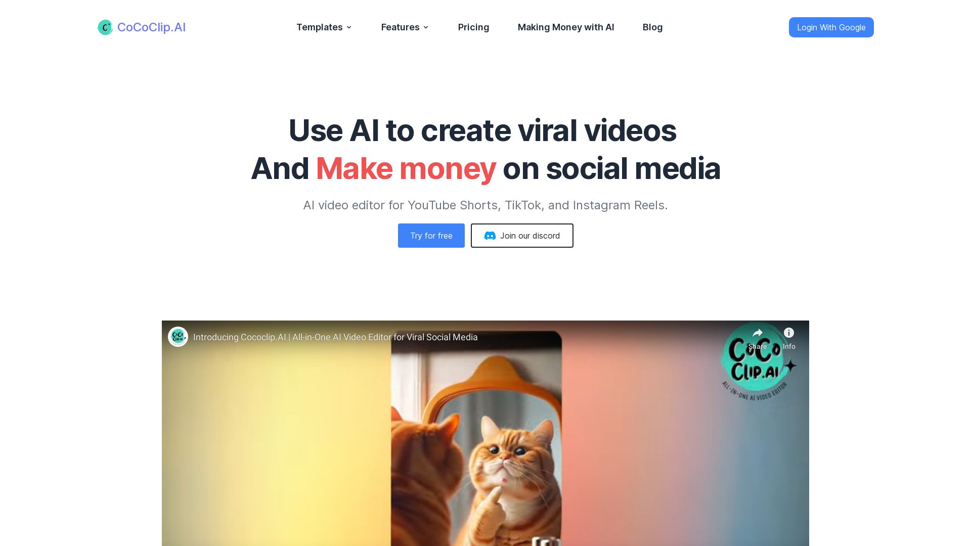 CoCoClip.AI | Editor de Vídeo AI All-in-One para Vídeos de Mídias Sociais | Texto para Vídeo